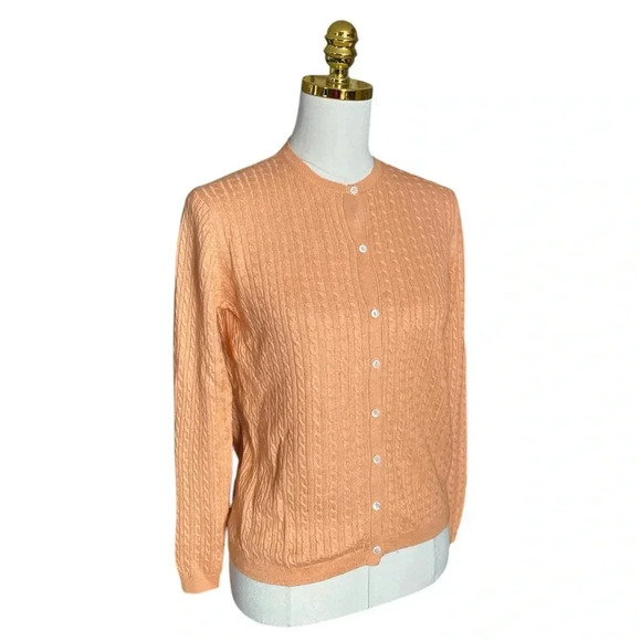 BROOKS BROTHERS Silk & Cashmere Blend Ribbed Crewneck Cable Knit Cardigan Size S - Picture 4 of 8